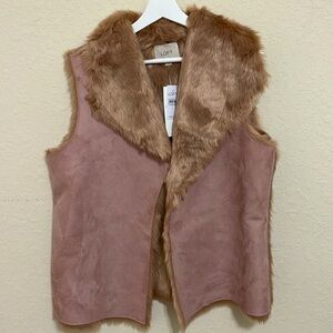 Loft Faux Fur Vest Reversible SZ Large NWT!